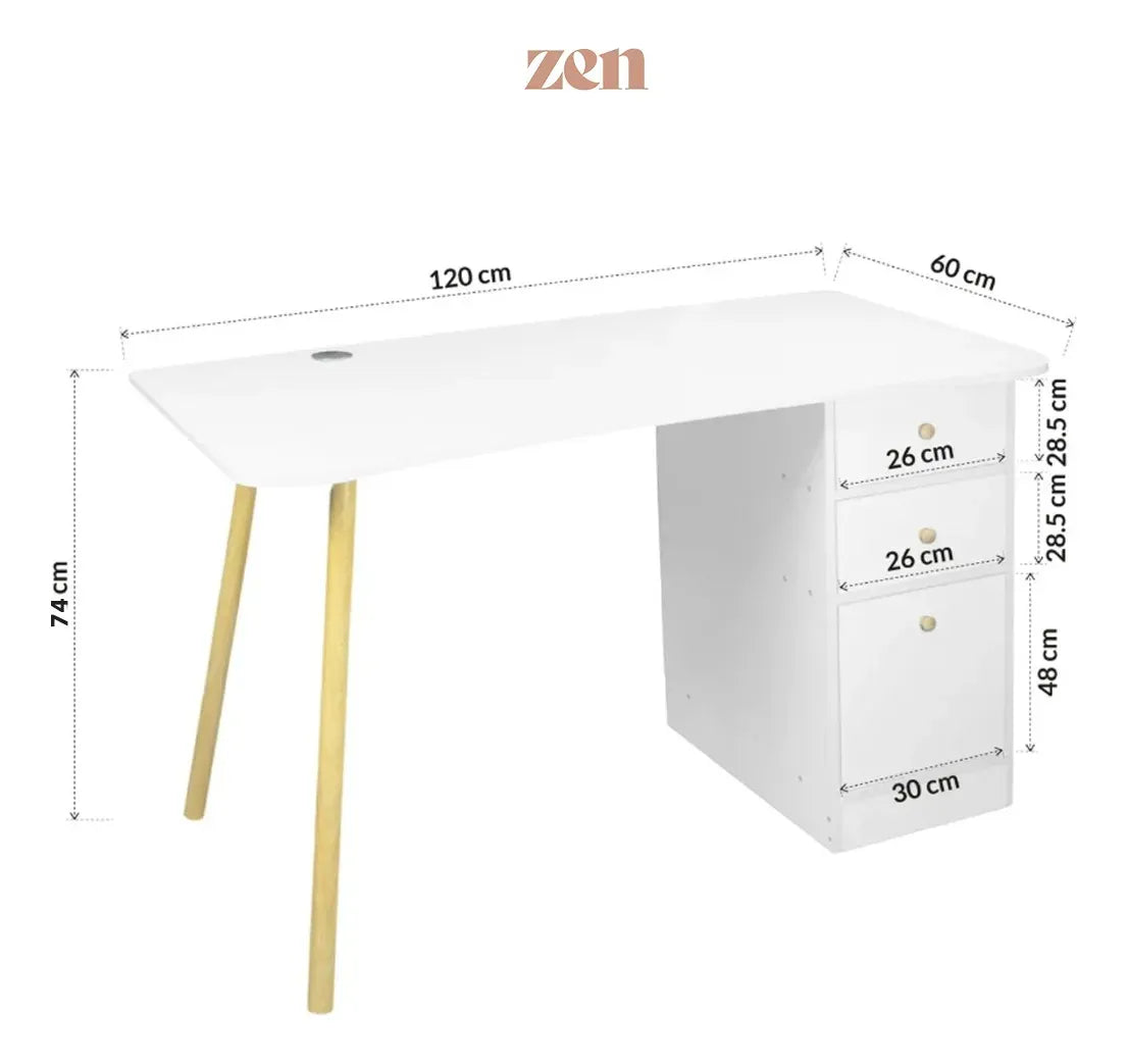 Escritorio Madera Mdf Oficina Tipo Caballetes Con Cajones