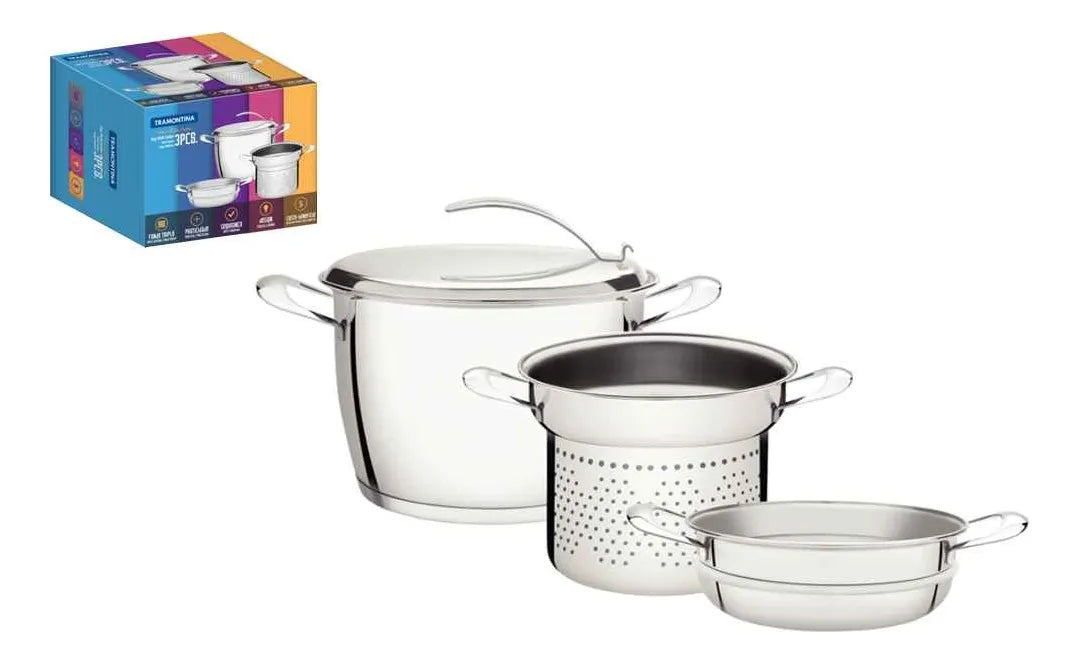 Olla Pastera Cozi-pasta + Vaporera Tramontina Triple Fondo