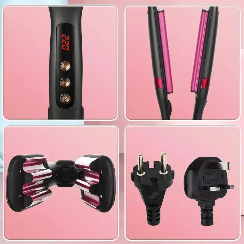 Plancha De Pelo Onda Doble Winning Star Planchita 4 Colores