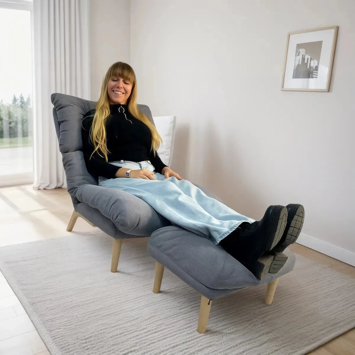 Sillon De Un Cuerpo Reclinable Con Puff Apoyapies