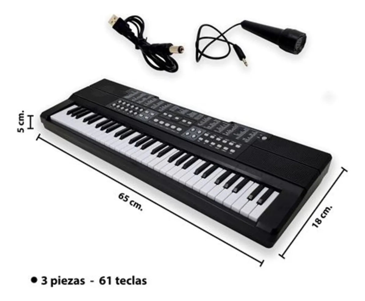 Órgano Con Micrófono 61 Teclas A Pilas Y Entrada De Adaptado