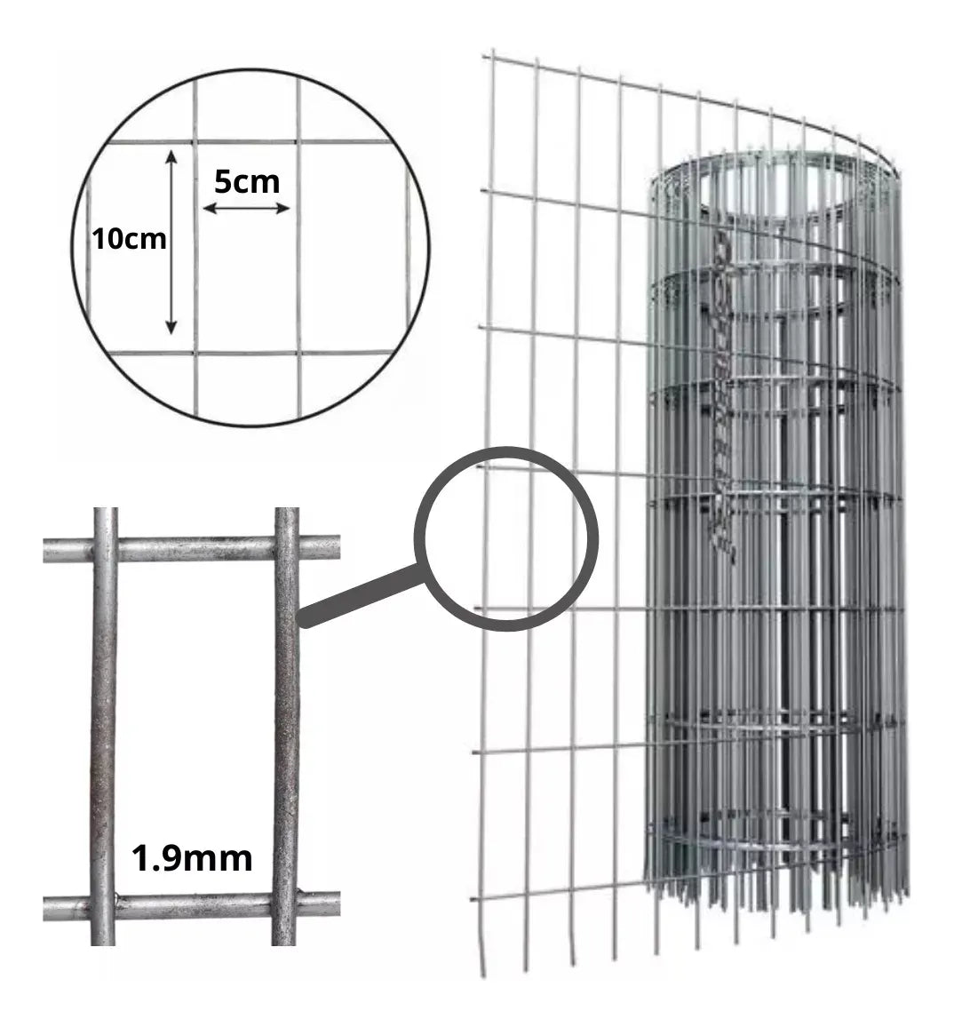Tejido Malla Electrosoldada Galvanizada Rollo 1.50m X 25 Mts
