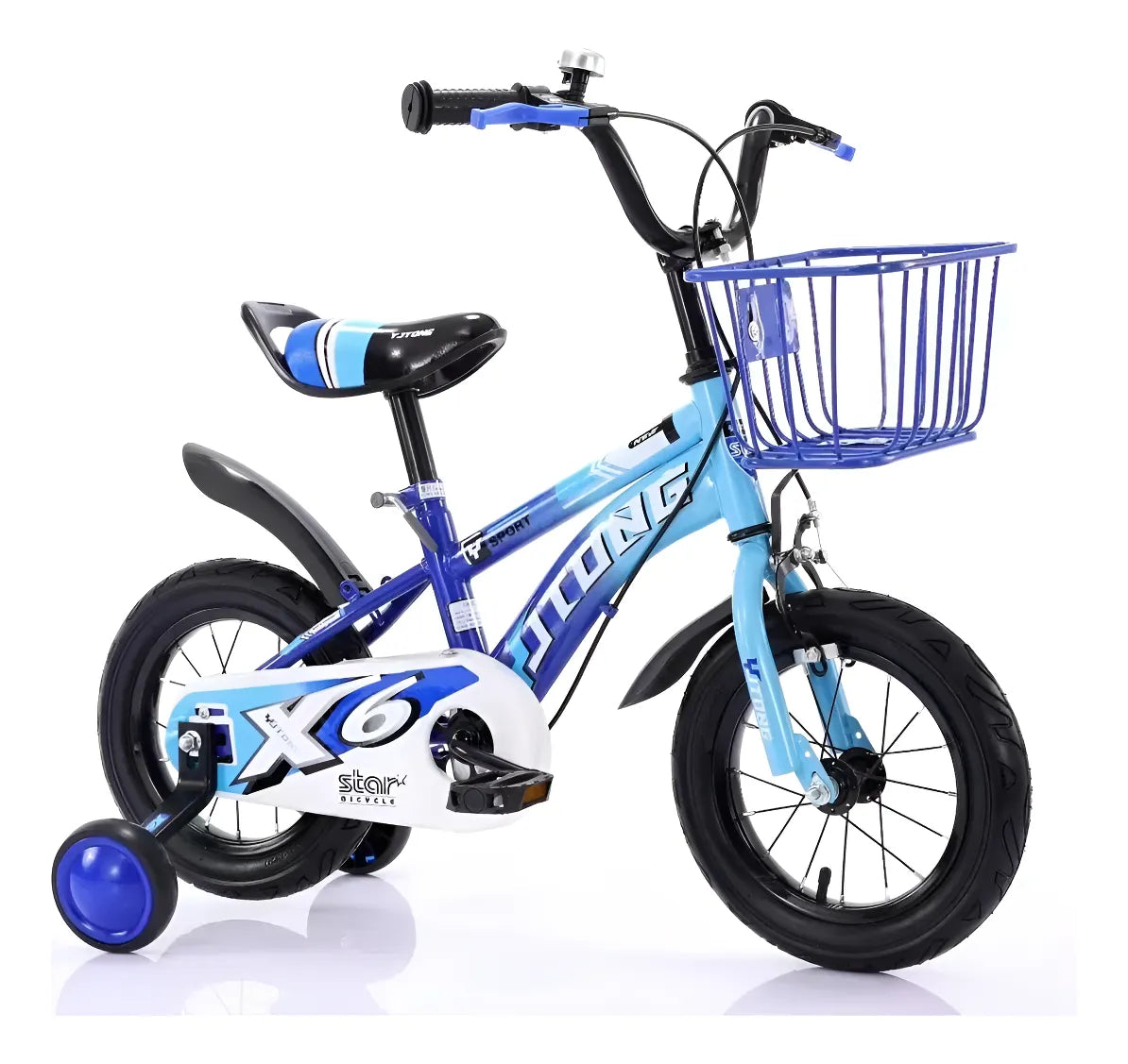 Bicicleta Rodado 12 Spek Con Canasto Y Rueditas Celeste