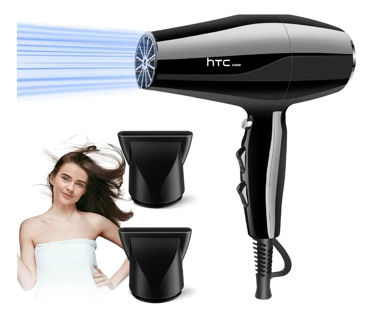 Secador De Cabello Marca Htc Profesional 2000w Con Boquillas
