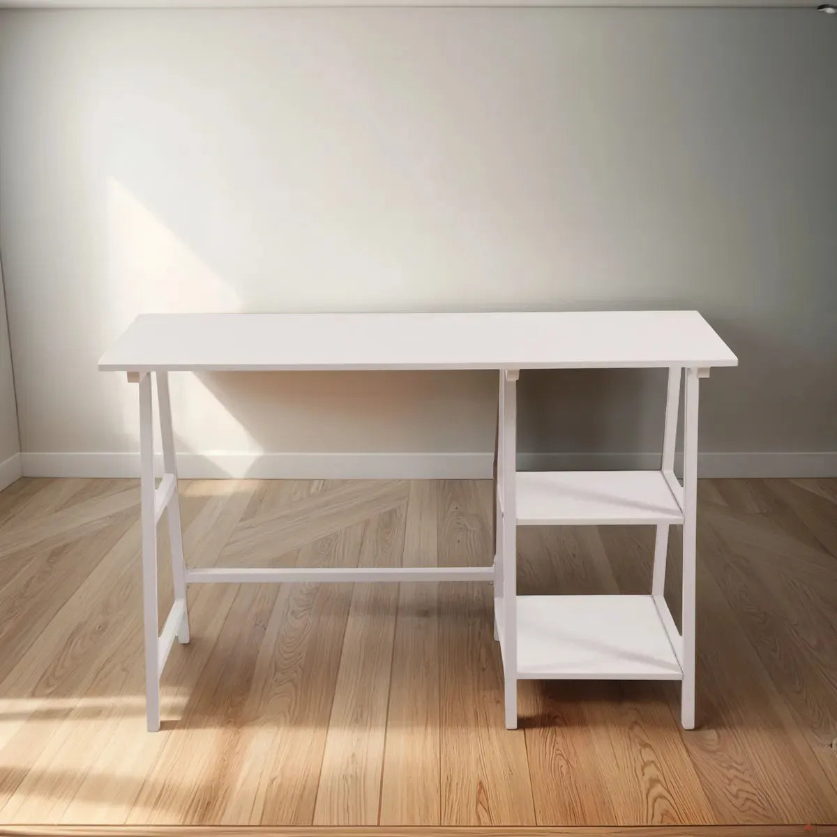 Escritorio 3 Estantes Estilo Caballetes Minimalista Moderno