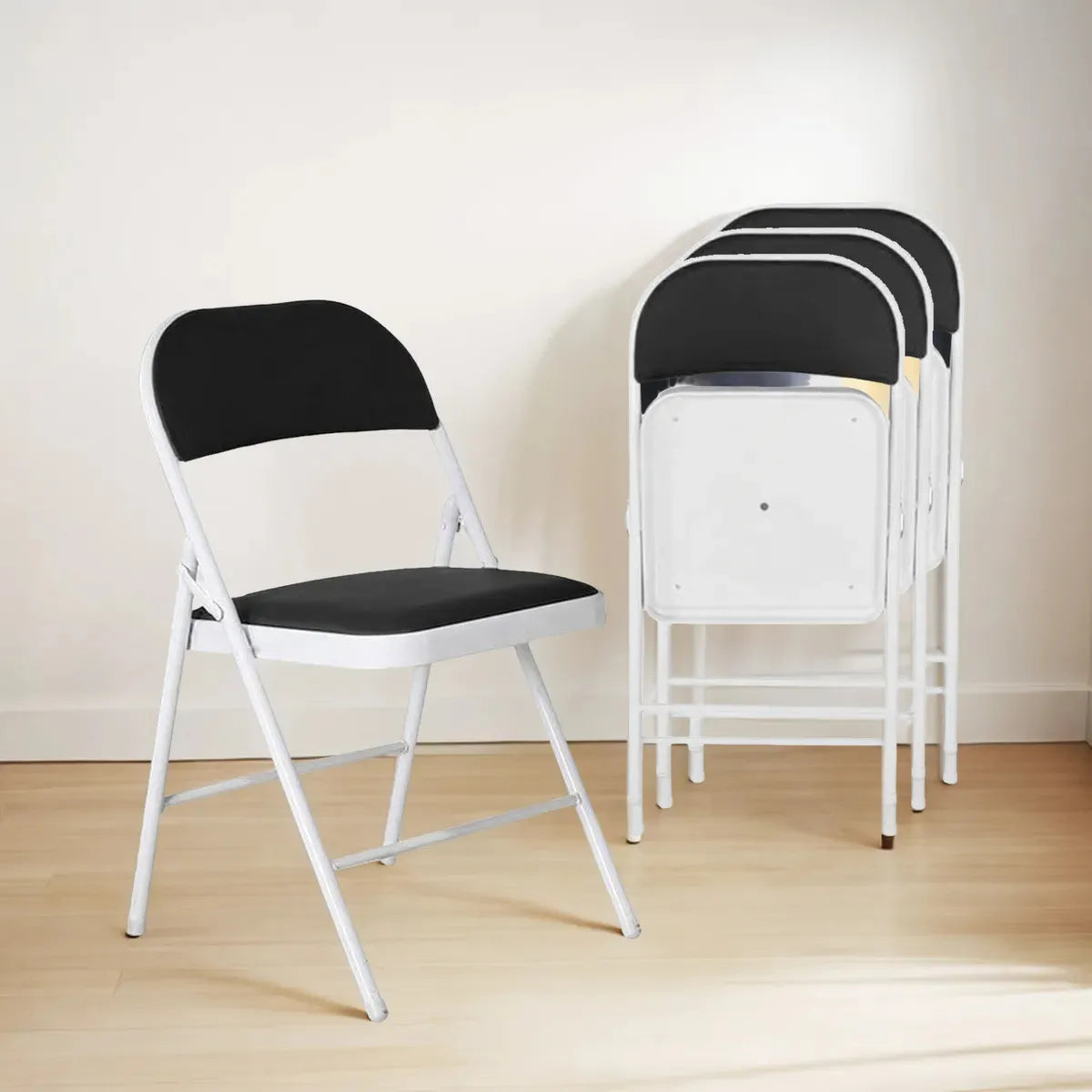 Silla Plegable Acolchonada Estructura De Metal Tapizada