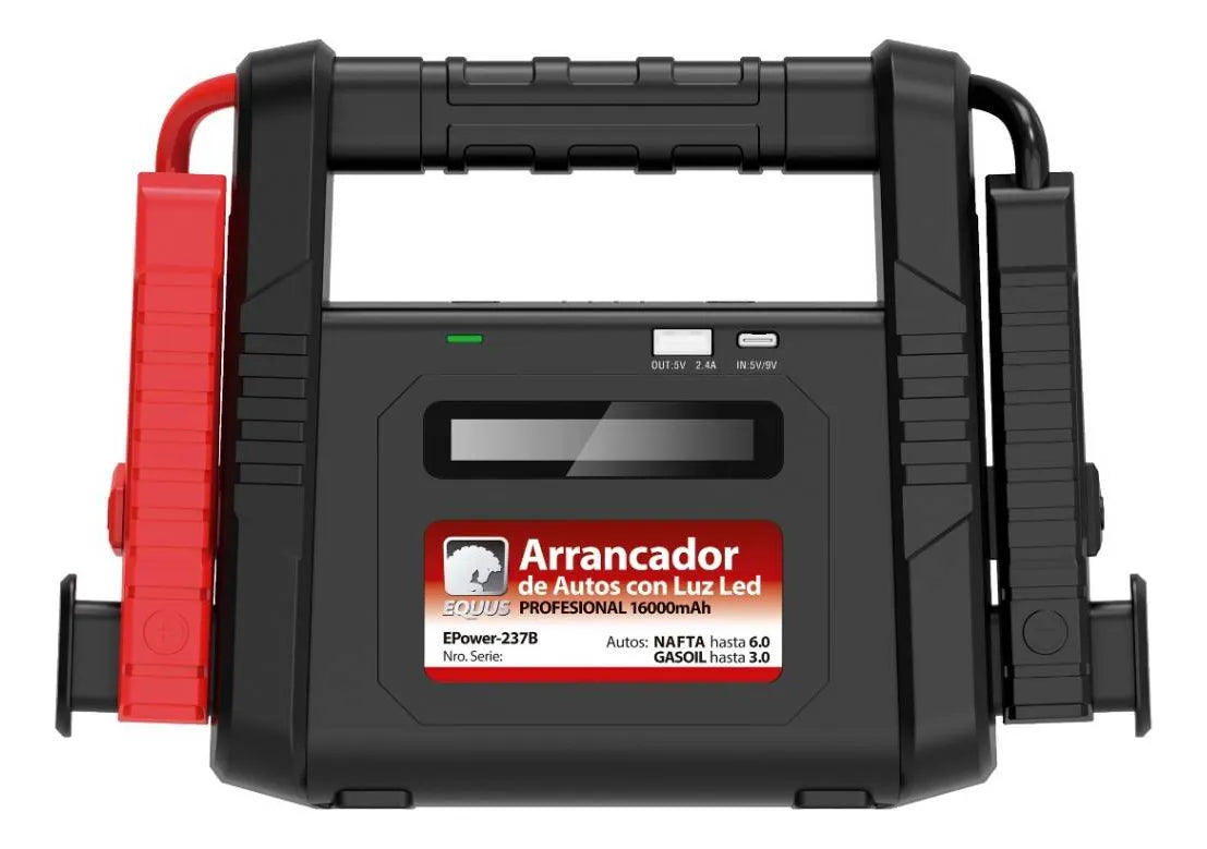 Arrancador Multifunción Portátil 16000mah Equus Epower-237b