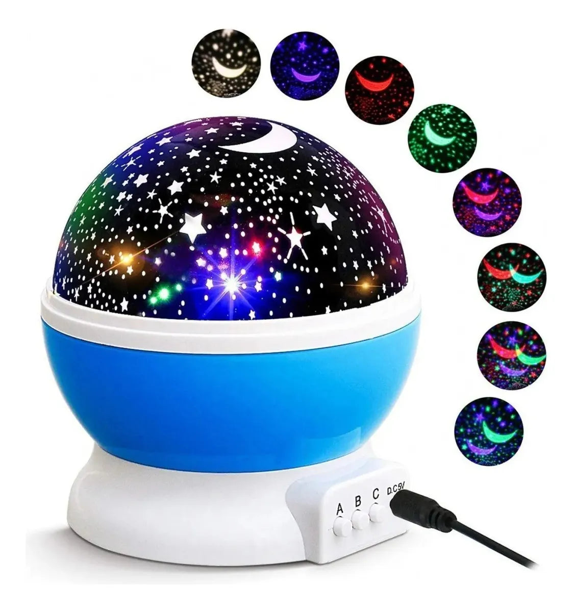 Veladora Nocturna Efecto Estrellas Y Lunas Giratoria