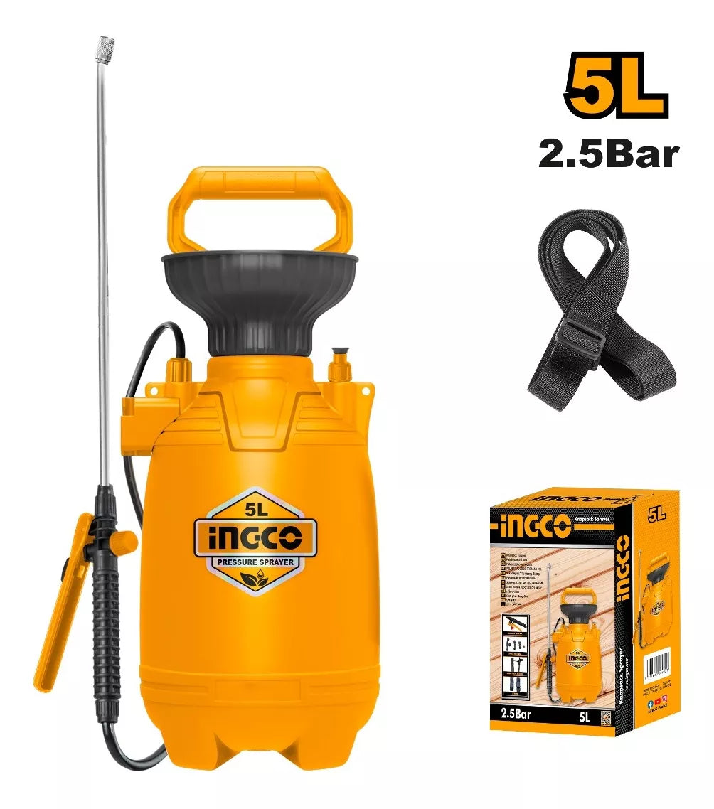 Pulverizador Fumigador 2.5bar 5lt Ingco Hspp30502 Anaranjado