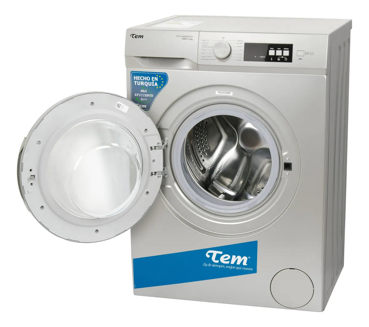 Lavarropas Tem 6 Kg Con 15 Programas Y Display Digital Plateado