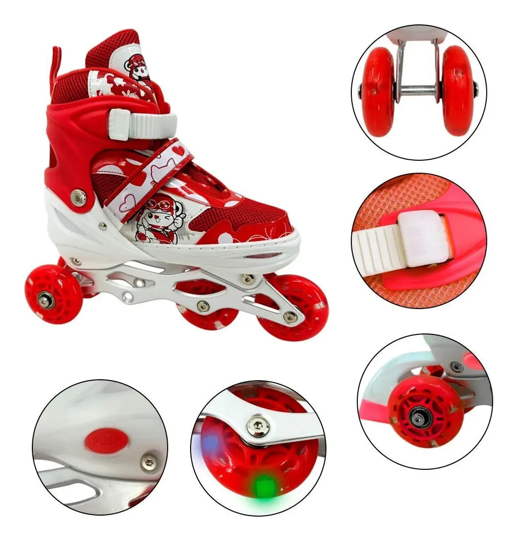 Patines 4 Ruedas 2 En Línea 2 Traseras Extensibles T. 39-42