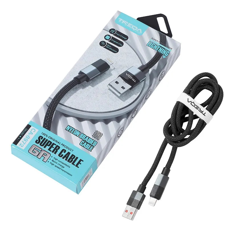 Cable Trenzado Treqa De Carga Celular 1 Metro Usb Lightning