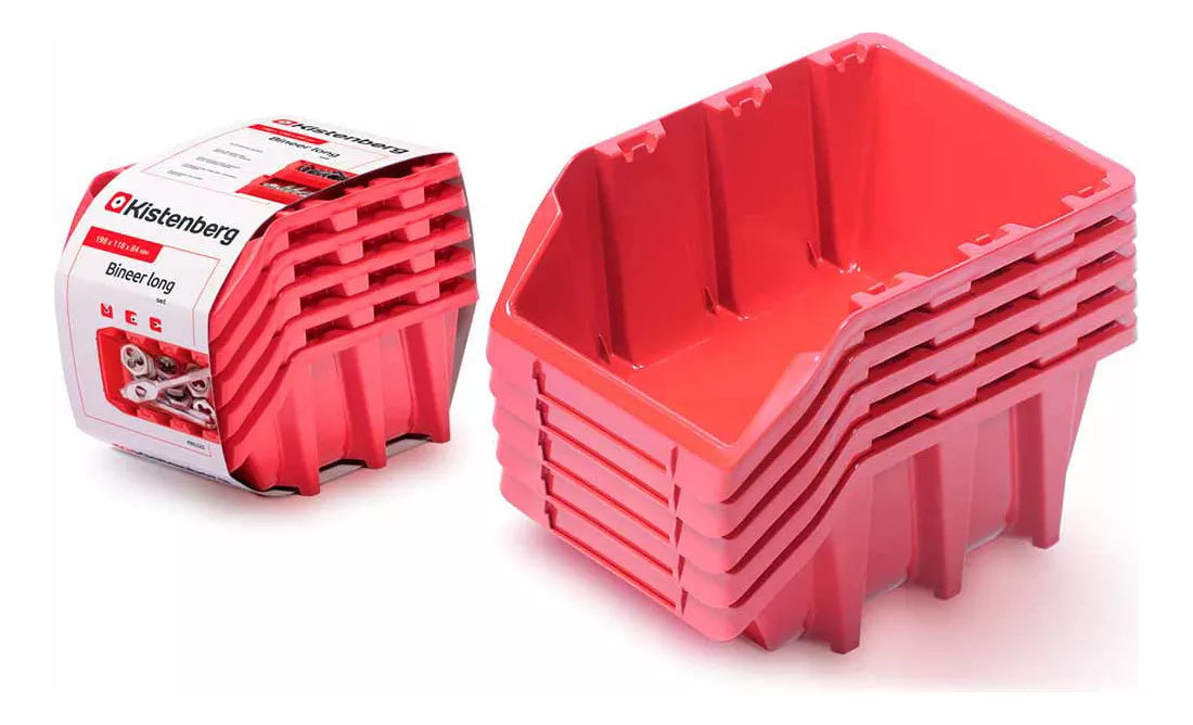 Set De Gavetas Kistenberg Apilables Rojas 6un. 25x16x11cm