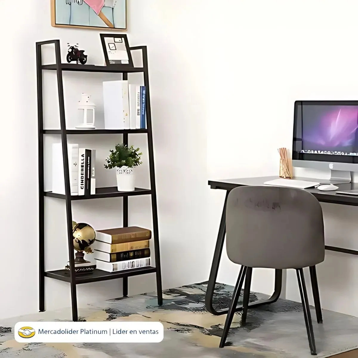 Estantería Multiuso 4 Estantes Biblioteca Metal Industrial