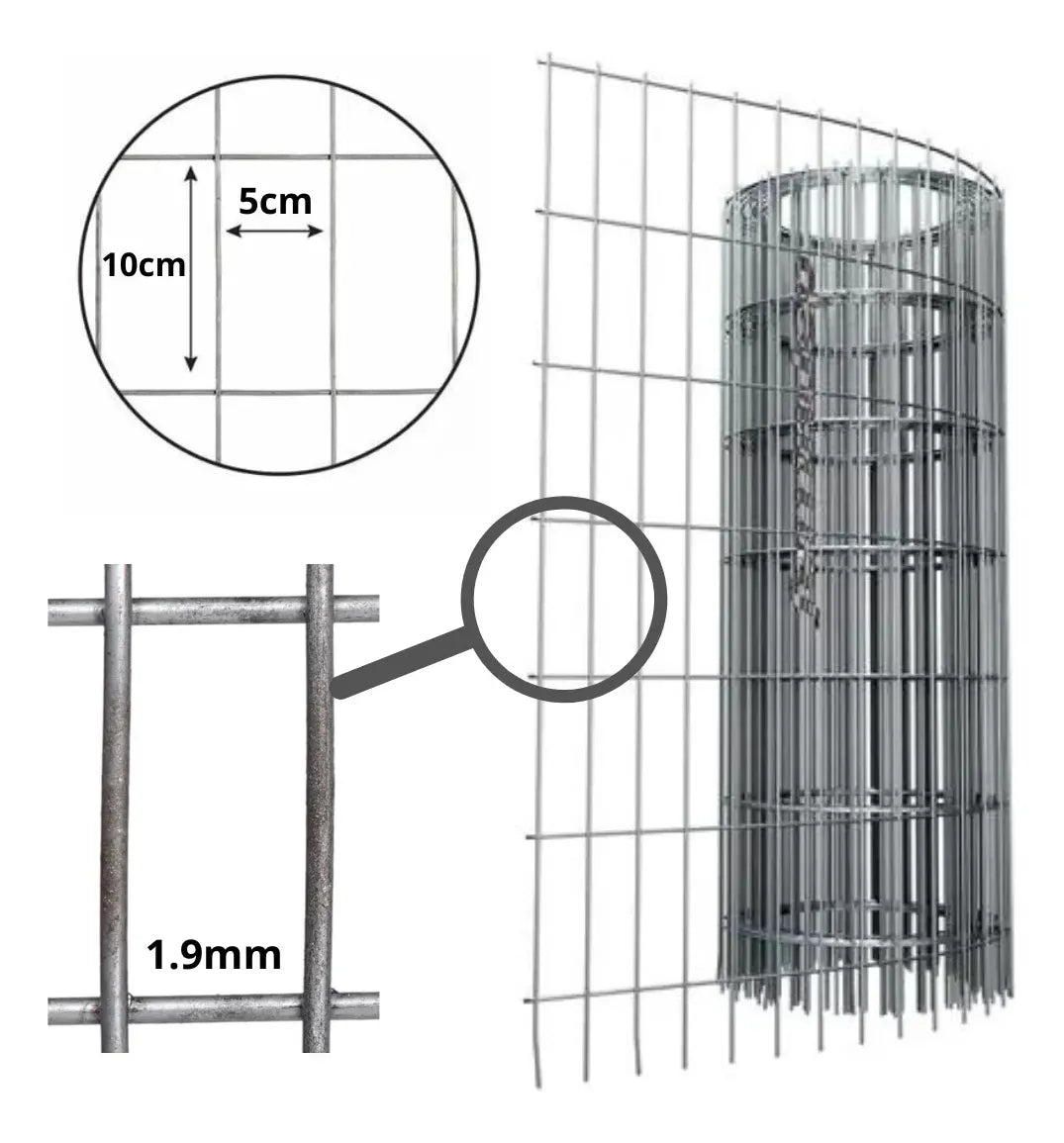Tejido Malla Electrosoldada Galvanizada Rollo 1.20 X 25 Mts