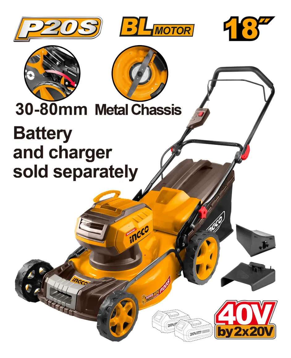 Cortadora Cesped 18 40v (20v+20v) Lmli20185 Ingco Color Amar