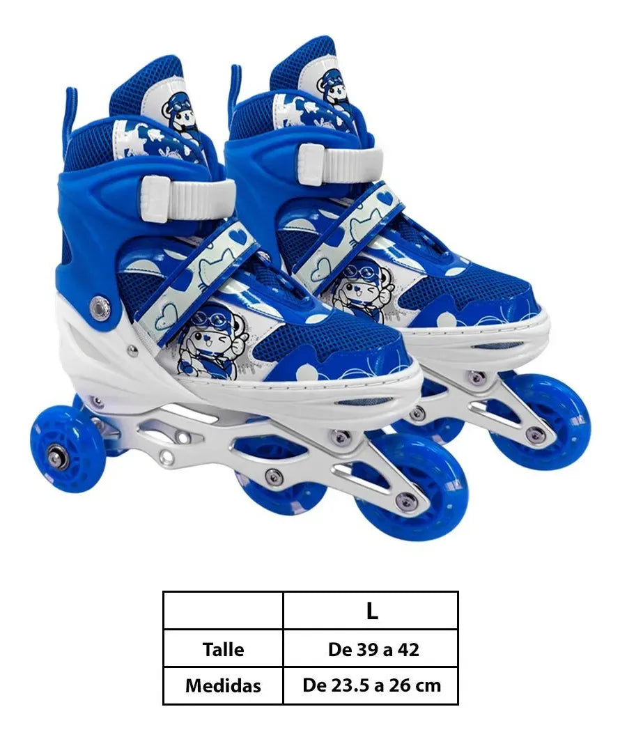Patines 4 Ruedas 2 En Línea 2 Traseras Extensibles T. 39-42