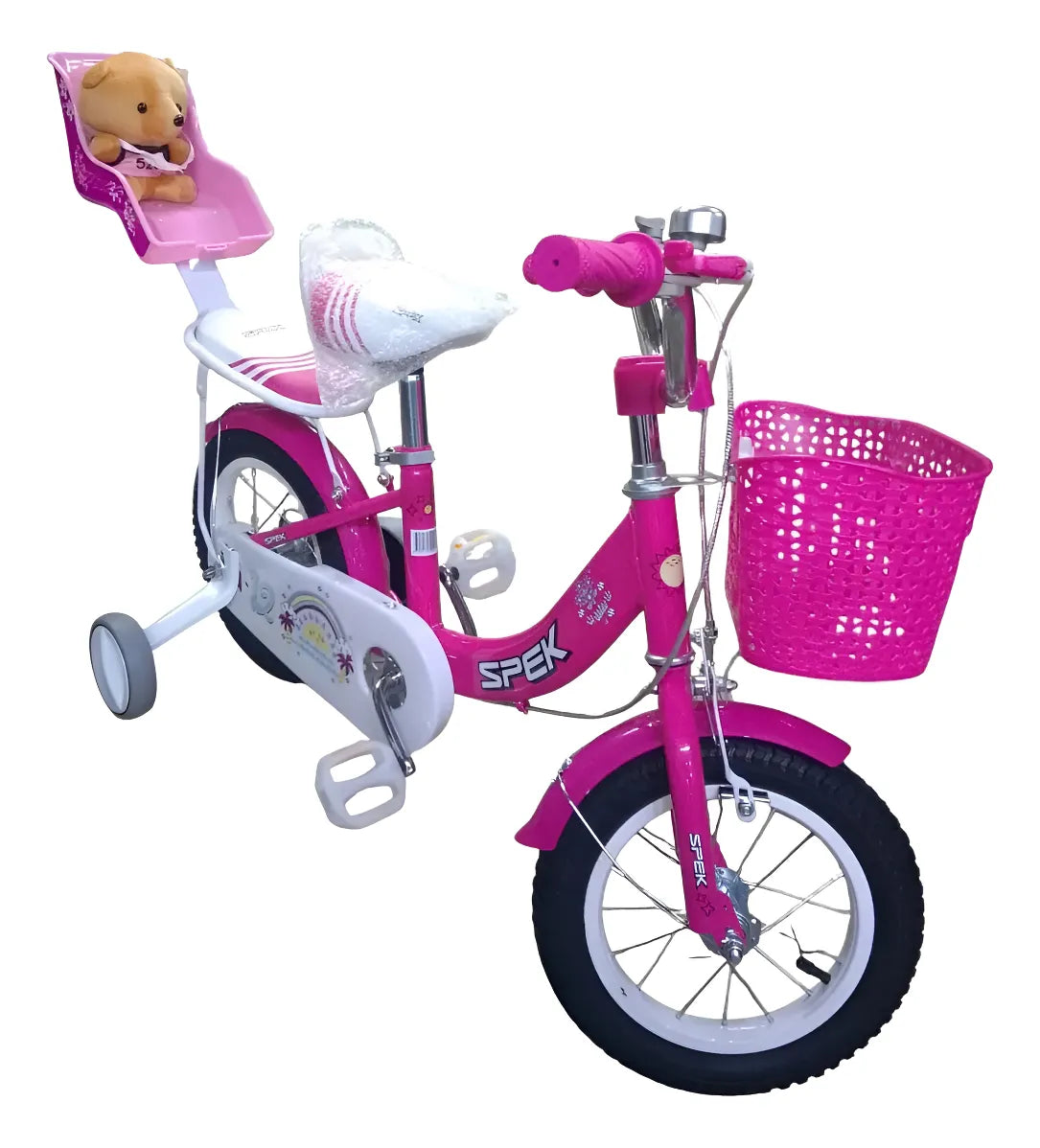 Bicicleta Rodado 12 Para Niña Con Canasto Y Asiento Extra