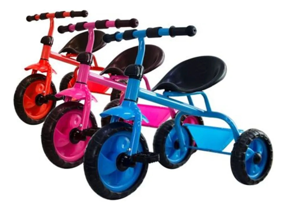 Triciclo Infantil De Metal A Pedal Con Canasto De Niño