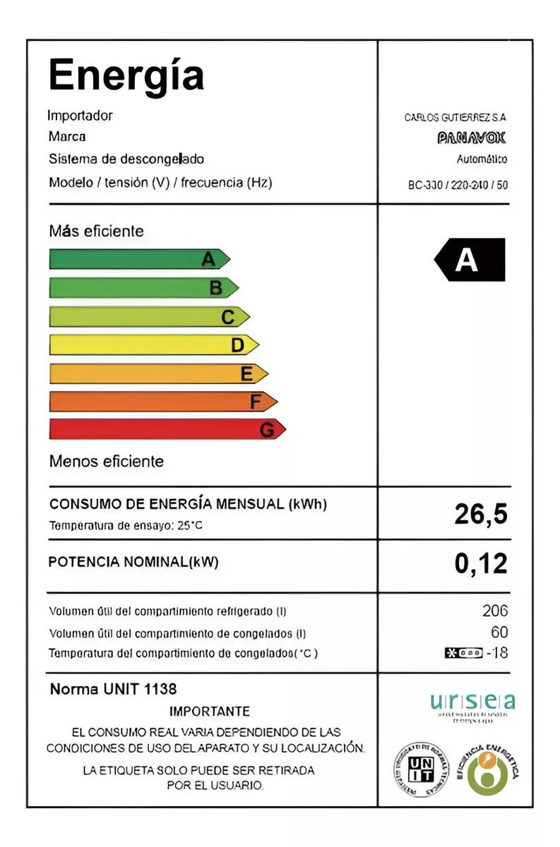 Refrigerador Panavox Bc330 Fr¡o Seco | Volumen 266 Litros