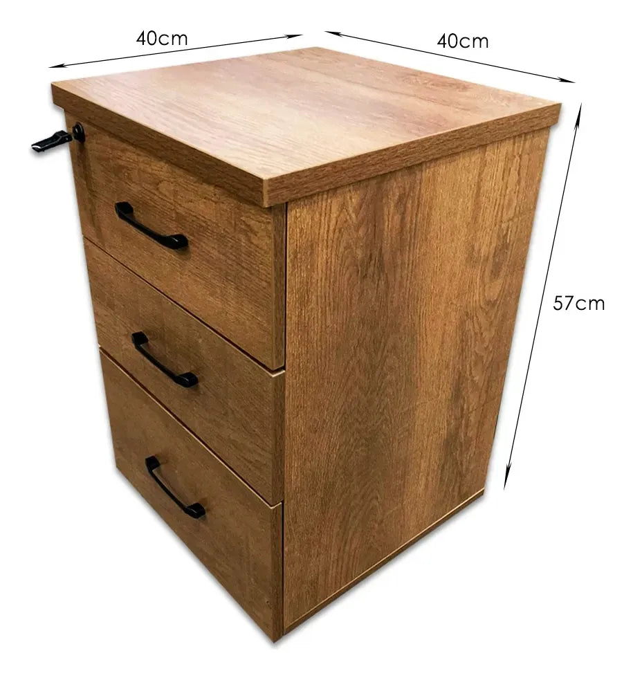 Cajonera Con Llave De Madera Melaminico X3 Cajones