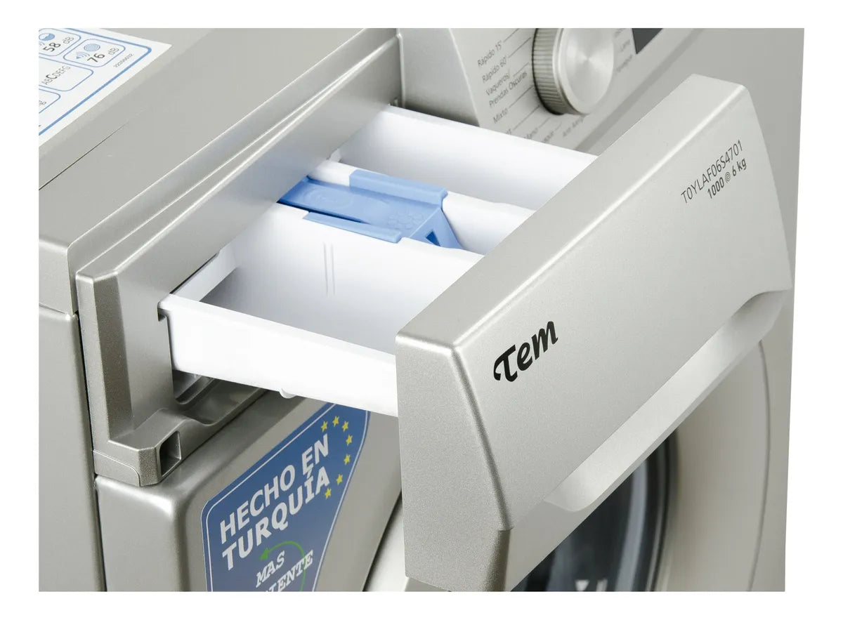 Lavarropas Tem 6 Kg Con 15 Programas Y Display Digital Plateado