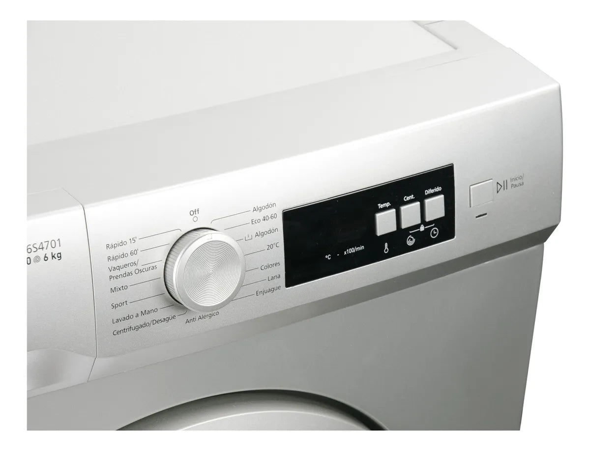 Lavarropas Tem 6 Kg Con 15 Programas Y Display Digital Plateado