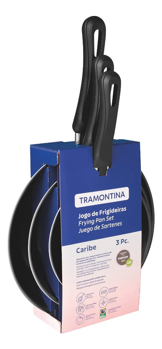 Juego De Sartenes Rojas Tramontina Caribe De 3 Piezas