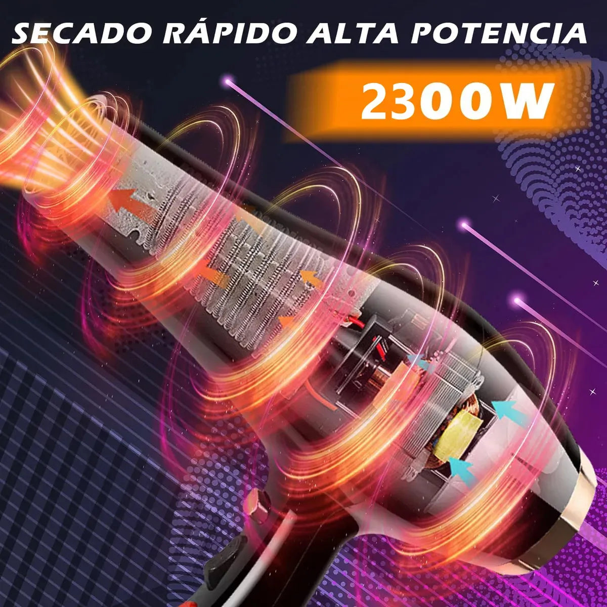 Secador De Cabello Marca Htc Profesional 2000w Con Boquillas