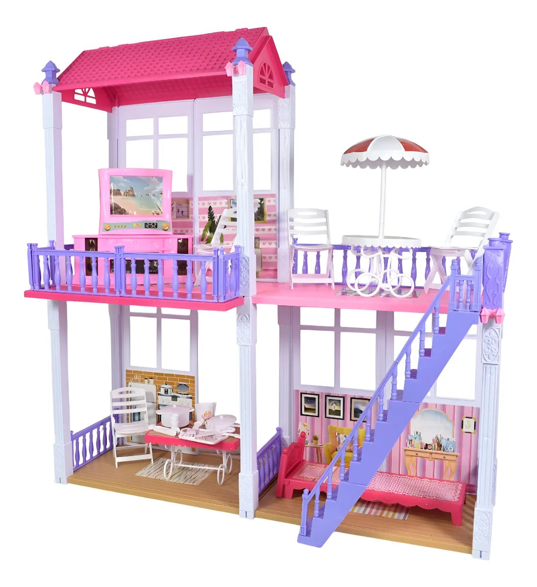Casita De Muñecas 2 Pisos Con 112 Accesorios