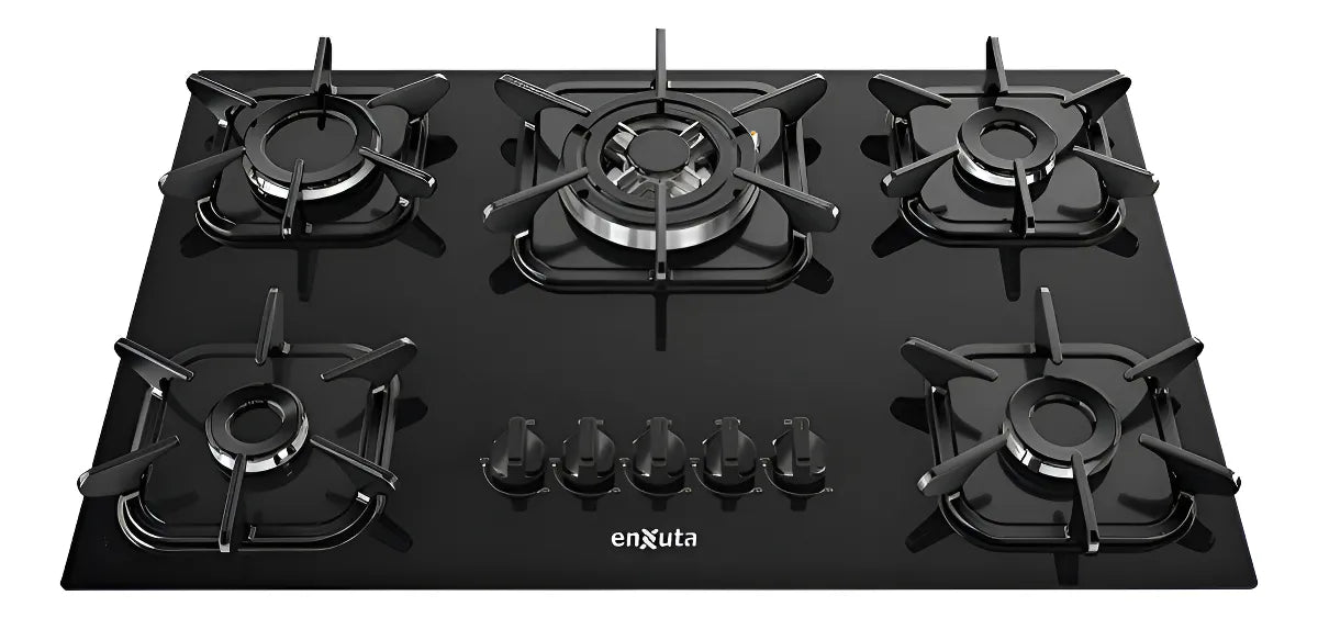 Anafe De Empotrar A Gas En Vidrio Negro Aenxv2752ng Enxuta