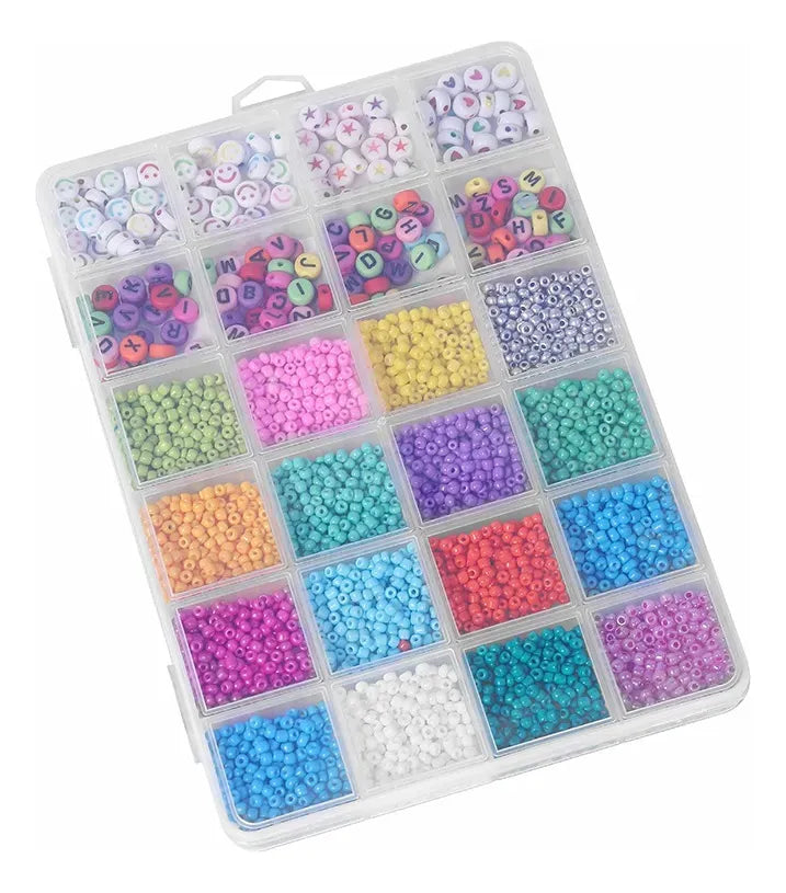 Kit 16 Colores Cuentas Para Crear Pulseras Con Estuche