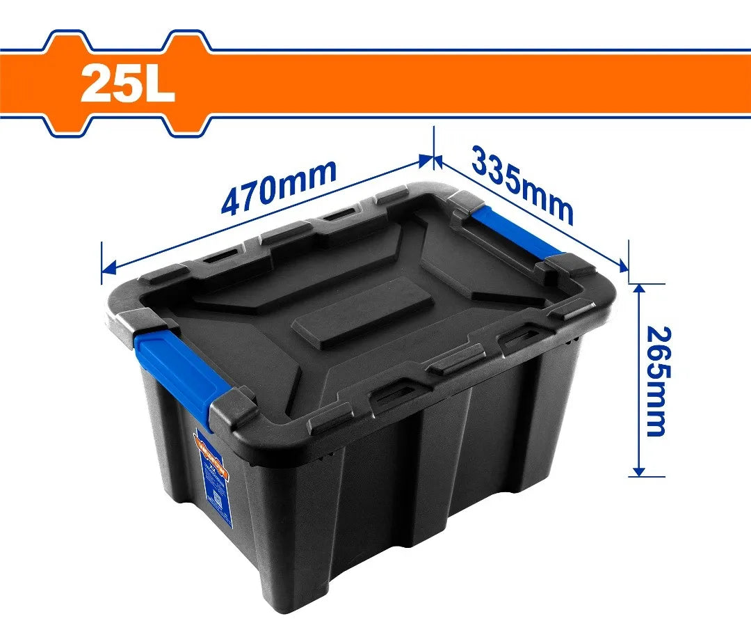Caja Contenedor Plastico Apilable Negro 25lt Wadfow Pack X5