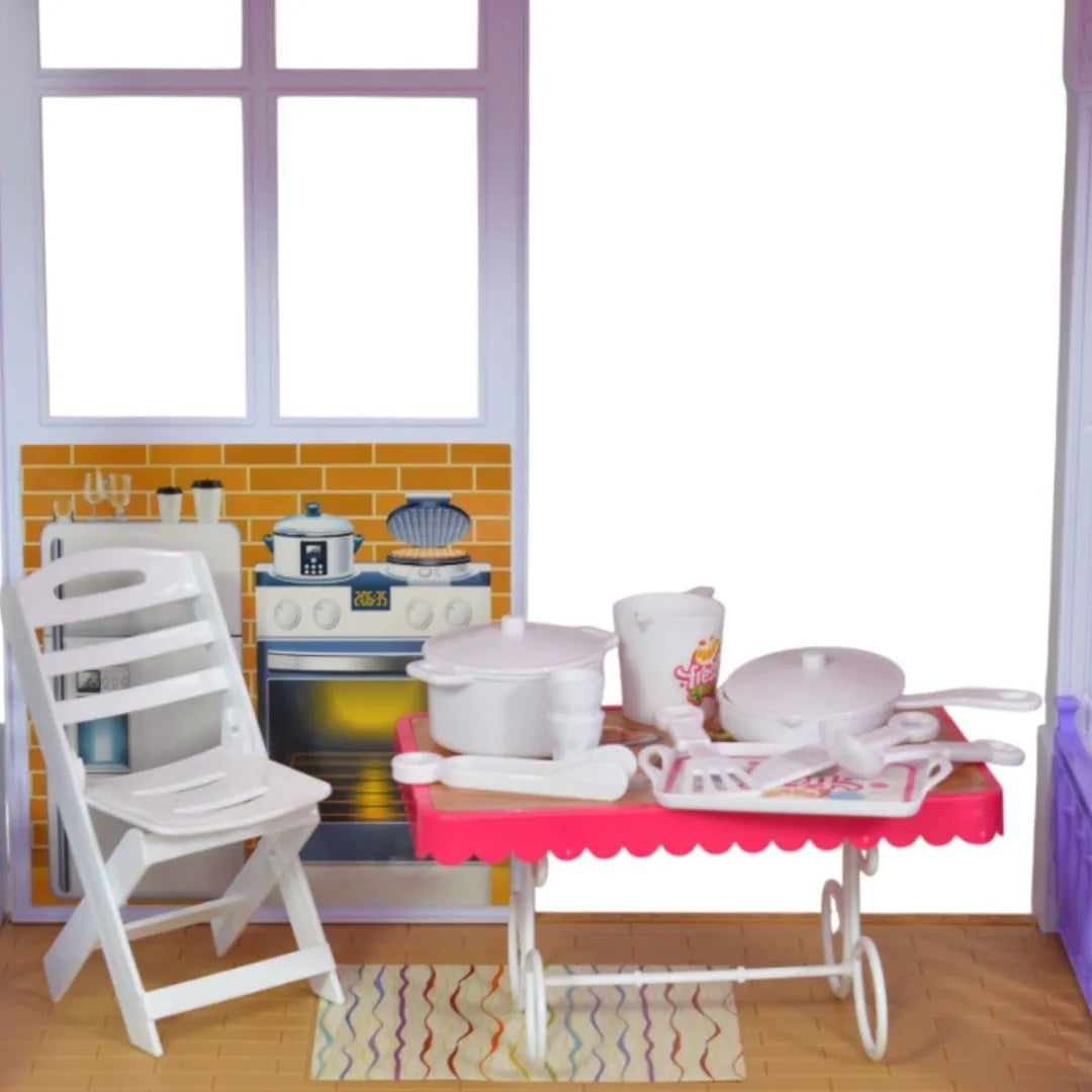 Casita De Muñecas 2 Pisos Con 112 Accesorios