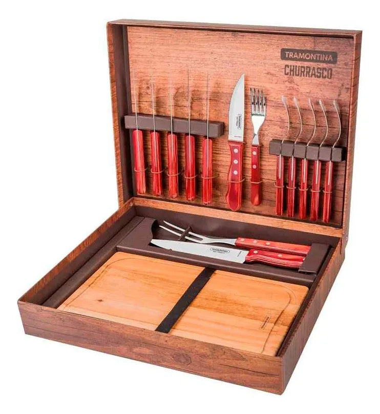 Juego P/asado 15pz. Polywood Rojo Tramontina 21198/770