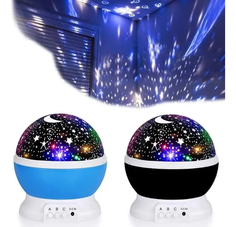 Veladora Nocturna Efecto Estrellas Y Lunas Giratoria