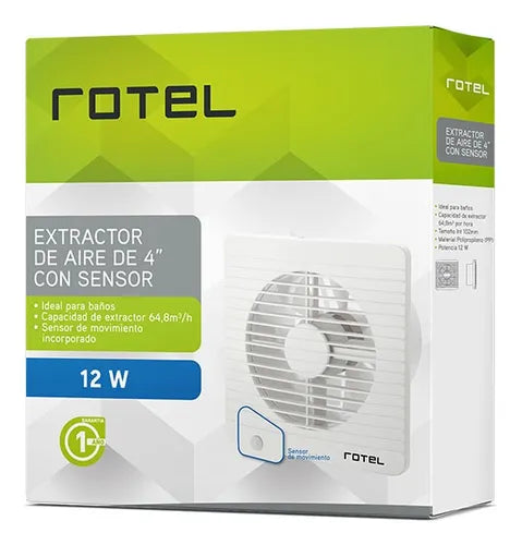 Extractor De Ba¤o Con Sensor Rotel 4 102mm 66m3/hora