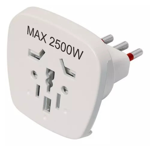 Adaptador Ficha Universal De Corriente A 3 En Linea Pack X5