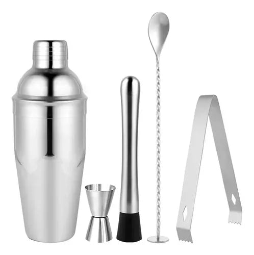 Kit De Coctelería Barman Coctelera De 750ml Acero Inoxidable