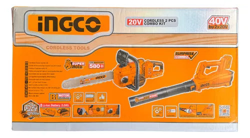 Kit Motosierra + Soplador Inalÿmbricos + 2 Bat 5.0ah Ingco