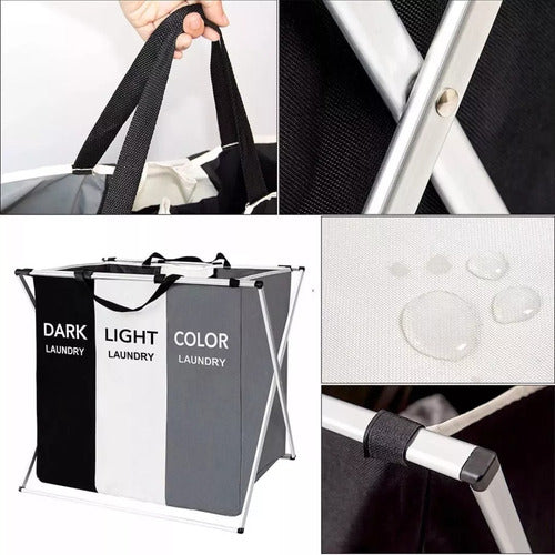 Canasto Ropa Sucia Cesto Organizador Triple Plegable Premium