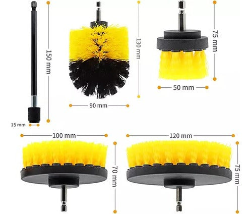 Set 5 Cepillos Limpieza P/taladro Baño Suelo Mármol Cerámic