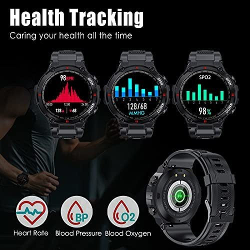 Smartwatch Militar Resistente al Agua con Llamadas Bluetooth y Monitor de Salud