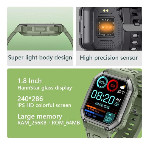 Smartwatch Deportivo Sumergible 50M con Llamadas Bluetooth y Monitor de Salud