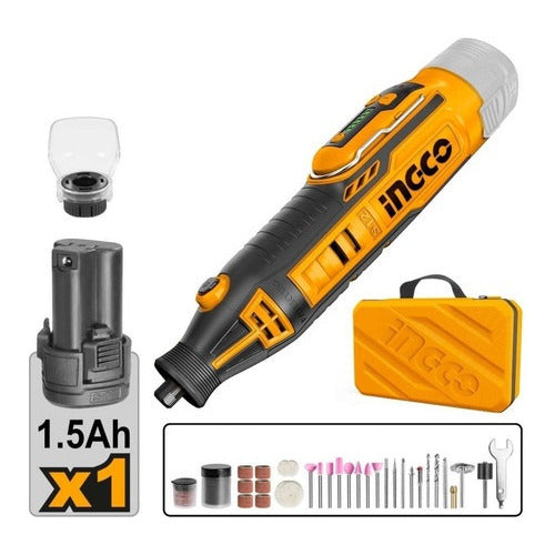 Mini Torno Inalambrico 12v + Bateria + Accesorios 100 Ingco