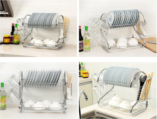 Escurridor De Platos 2 Niveles Lavaplatos Vajilla Cocina