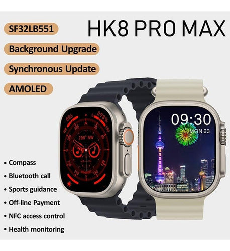 Smartwatch HK8 Pro Max AMOLED 2.12” con Llamadas, GPS y ChatGPT