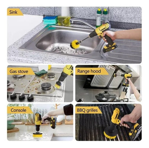 Set 5 Cepillos Limpieza P/taladro Baño Suelo Mármol Cerámic