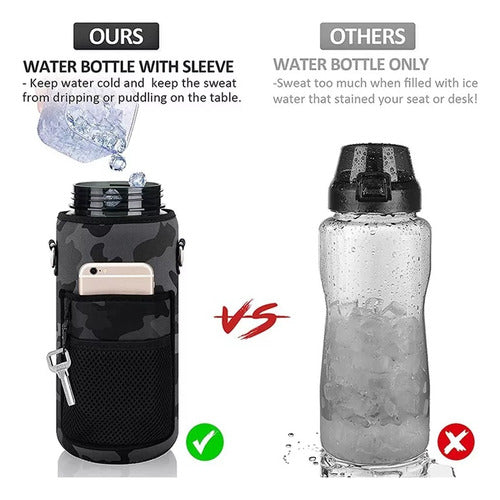 Botella Caramañol Agua Deportiva Fitness 2l Sin Bpa Funda