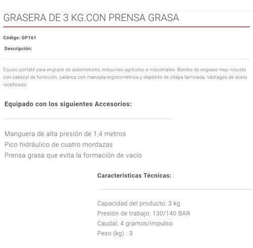 Engrasador Chiva Manual Grasera Palanca Pie 3kg Vulcano Tgo